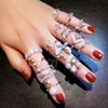 Korean Micro-inlaid geometric silver zircon ring adjustable not easy to fade lucky girls finger rings