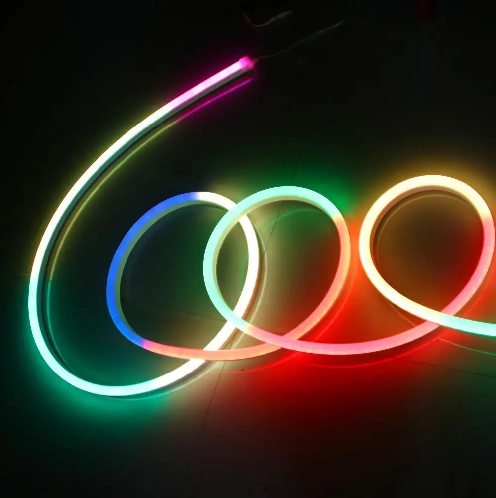 IP68 silicon cover rgb full color DC5V WS2812B individually addressable 60pixels/m led neon flex strip