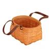 Wood storage bag wood baskets wholesale with leather handle for vegetable fruit bread or picnic