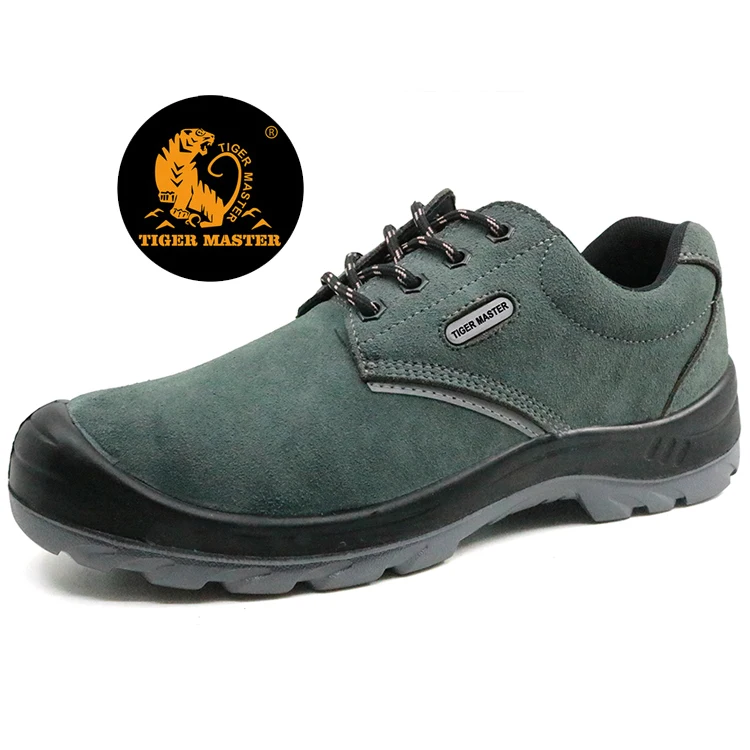 Yellow Oil Slip Resistant Soft Rubber Sole Cow Suede Leather Steel Toe