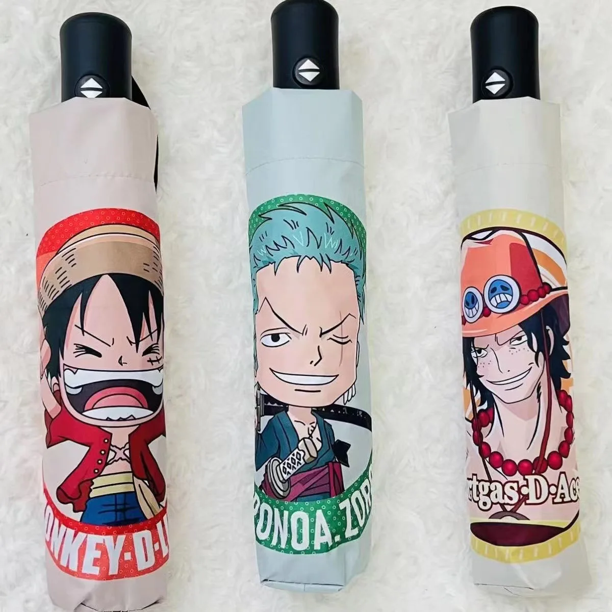 3 Styles One Piece Luffy Zoro Ace Summer Anime Umbrella Cartoon Folding