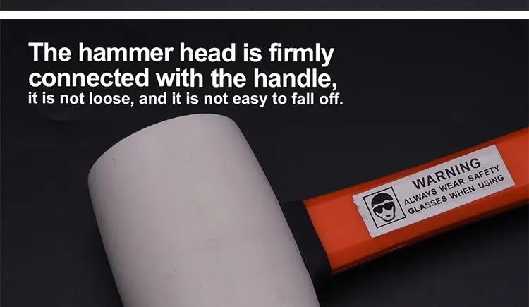 White Rubber Mallet Hammer Double Faced Head Fiberglass Handle Hammer