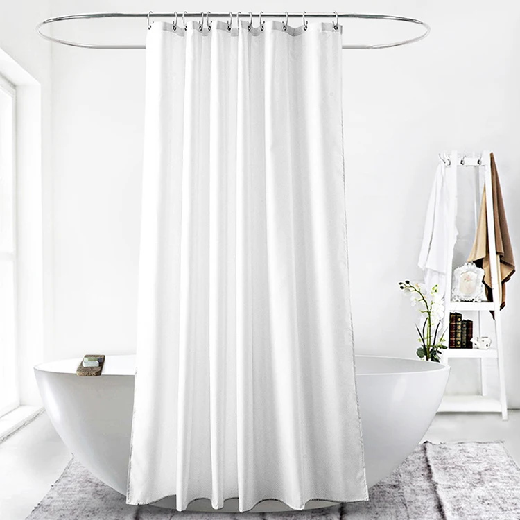 Hotel Quality Water Proof White Polyester Fabric Shower Curtain Liner