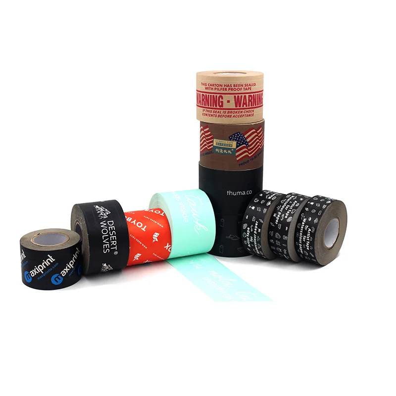 Eco friendly Custom Full Color Printable Water active Kraft Paper Tape Eco friendly Custom Full Color Printable Water active Kraft Paper Tape