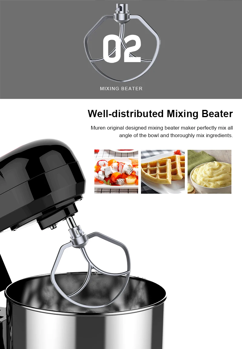 New stand mixer 4.5L stainless bowl 500W DC motor low noise kneading machine