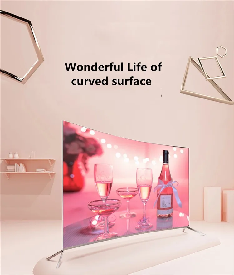 Téléviseur HD Ultra-mince pour télévision connectée 32, 43, 50, 55, 50 ou 65/75 pouces, écran incurvé Led, Wifi, Design à la mode, pour téléviseurs, 4K
