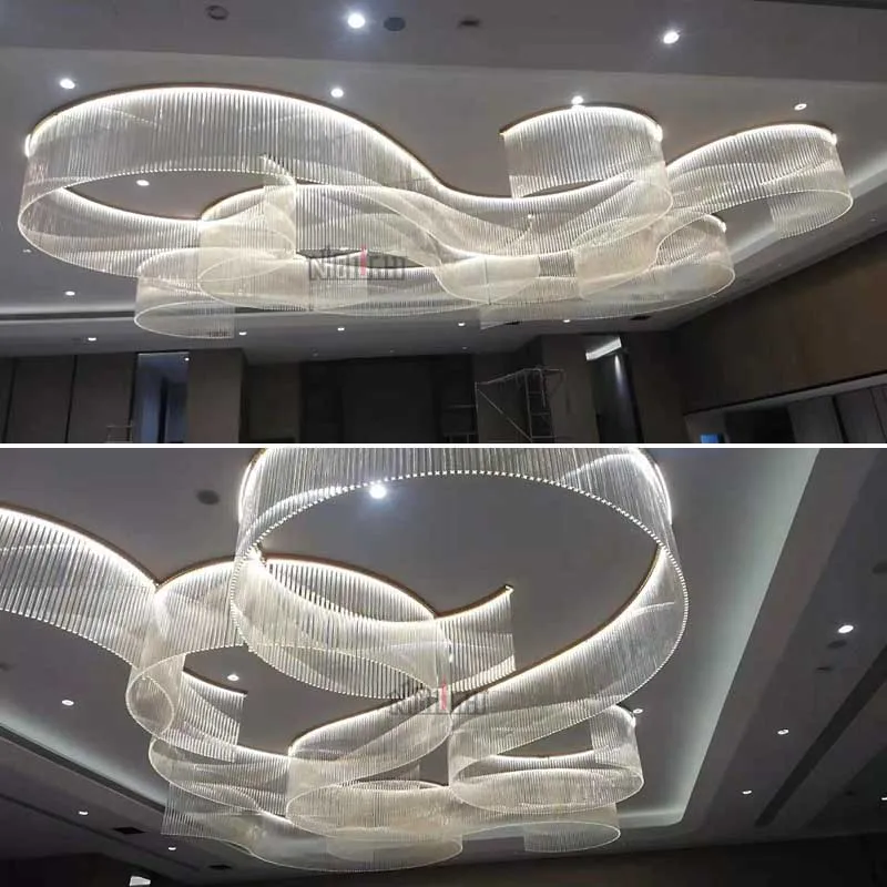 Custom made Indoor lights chandeliers dysmorphism shaped flower lobby ceiling light for Hotel sales department villa