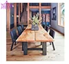 industrial modern style solid black walnut wood dining table , live edge slab and custom made size ,many metal legs for choices