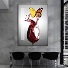 Abstract art painting metal frame Living room red wine painting decorative painting crystal porcelain