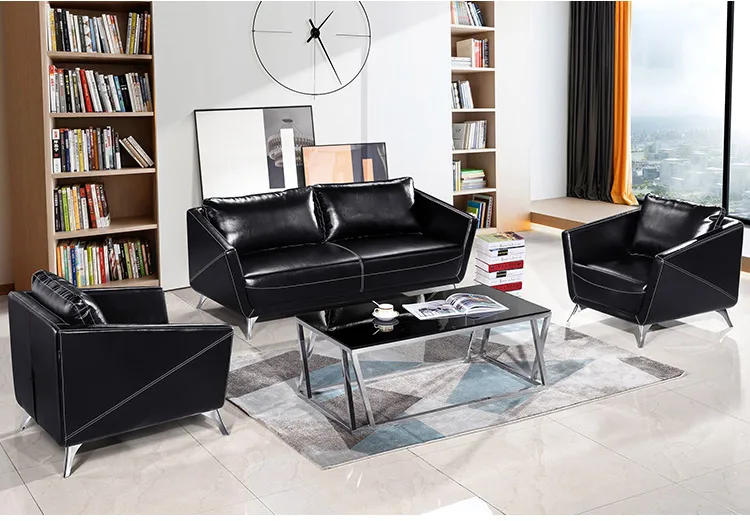 Pengpai Metal Feet Foshan Modern Furniture Pure Leather Sofa Set