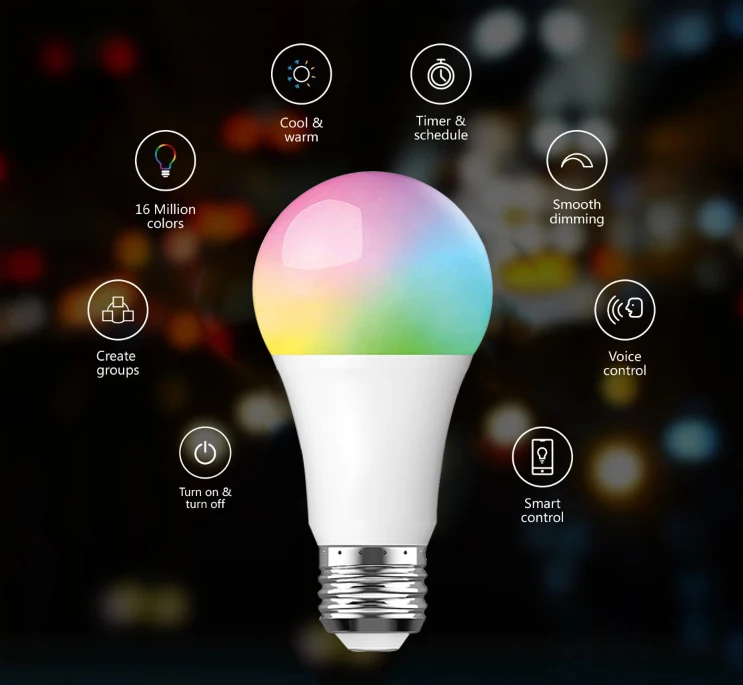Google Home Alexa Tmall Genie Voice Smart Bulb Tuya APP Wireless Group Control Intelligent Lamp RGB 7W 9W Smart WIFI LED Bulb