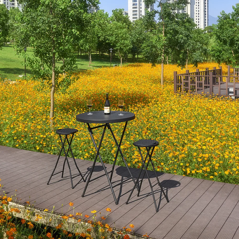 80cm Rattan Design High Bar Folding Table Hdpe Material Blow Mould High