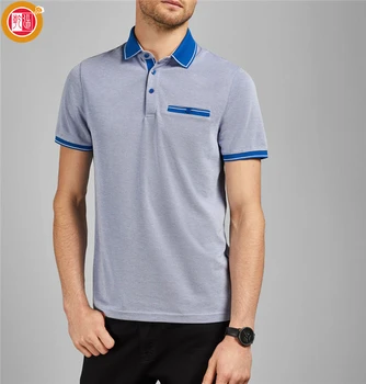 2019 Men Polo Shirts Blue And White Gradient England Style Men Shirt ...