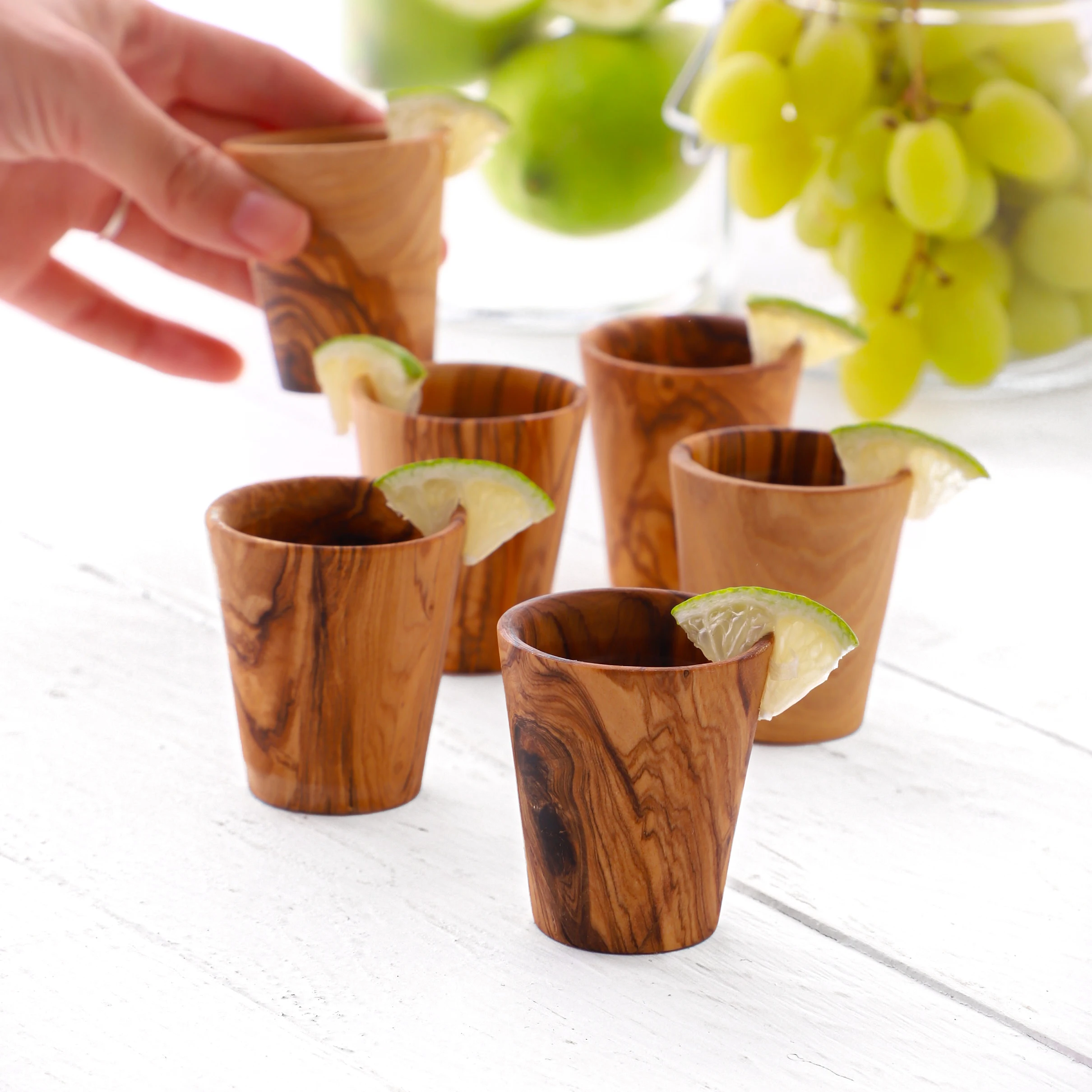 Wooden Shot Glasses Handmade From Tunisian Olive Wood,Custom Shot Glass