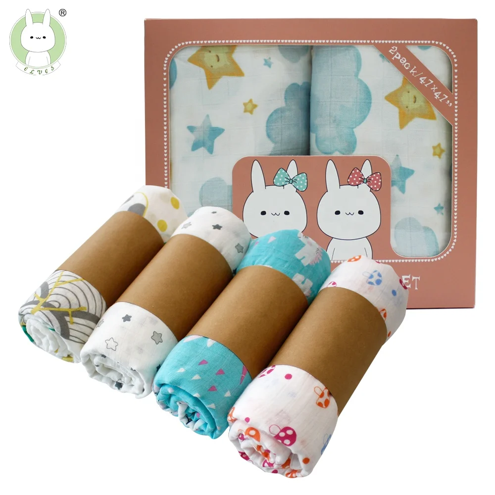 70 Bamboo 30 Cotton Baby Muslin Wrap Swaddling Blanket 47x47" Soft Silky Soft Breathable Baby