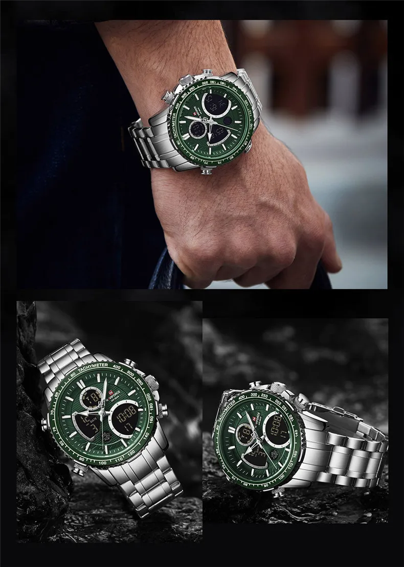NAVIFORCE 9182 Watch for Men Luxury Brand LED Digital Wristwatch Sport Quartz Male Waterproof Luminous Clock Relogio Masculino