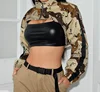 SP2241B 2019 Camouflage zippers too short Women Top