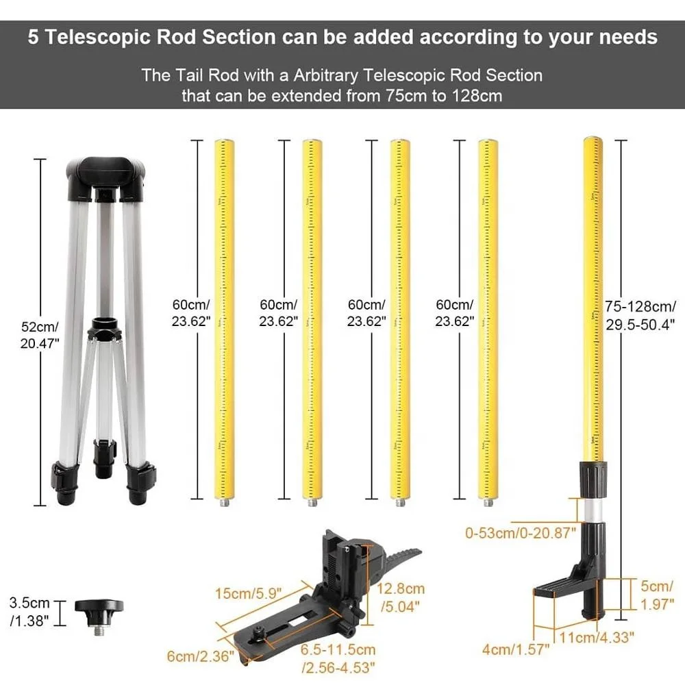 Sp2 Quick Lock Aluminium Survey Range Laser Level Support Pole For