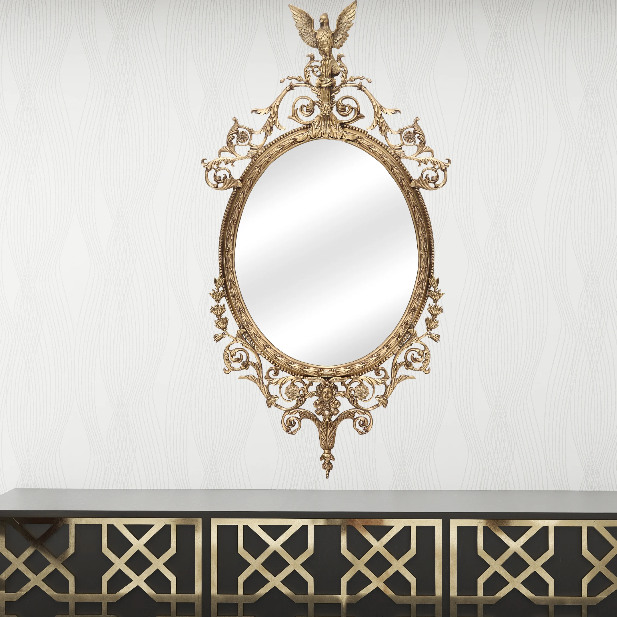 镜面玻璃墙壁镜像家具意大利传统弧形圆墙巴洛克镜子 - buy baroque