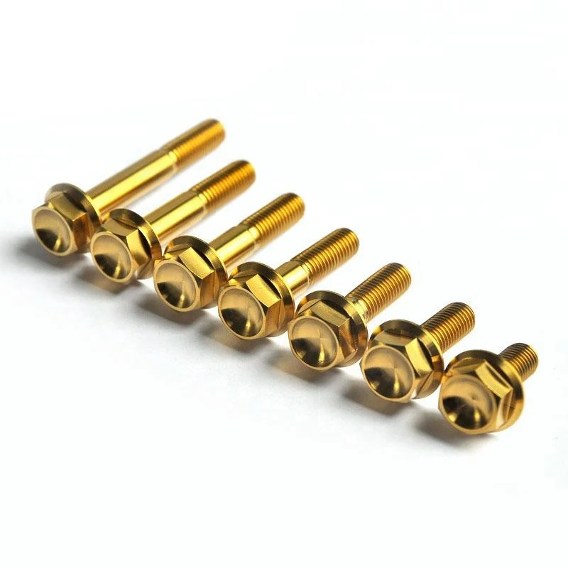 2 Bulloni Titanio GR5 M8 X 10-50mm Testa Esagonale Concava A Flangia Per Moto