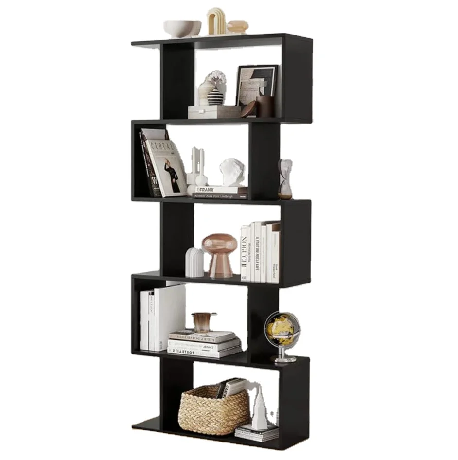 Black Freestanding Shelving Unit Wooden Bookcase Cube Display Book