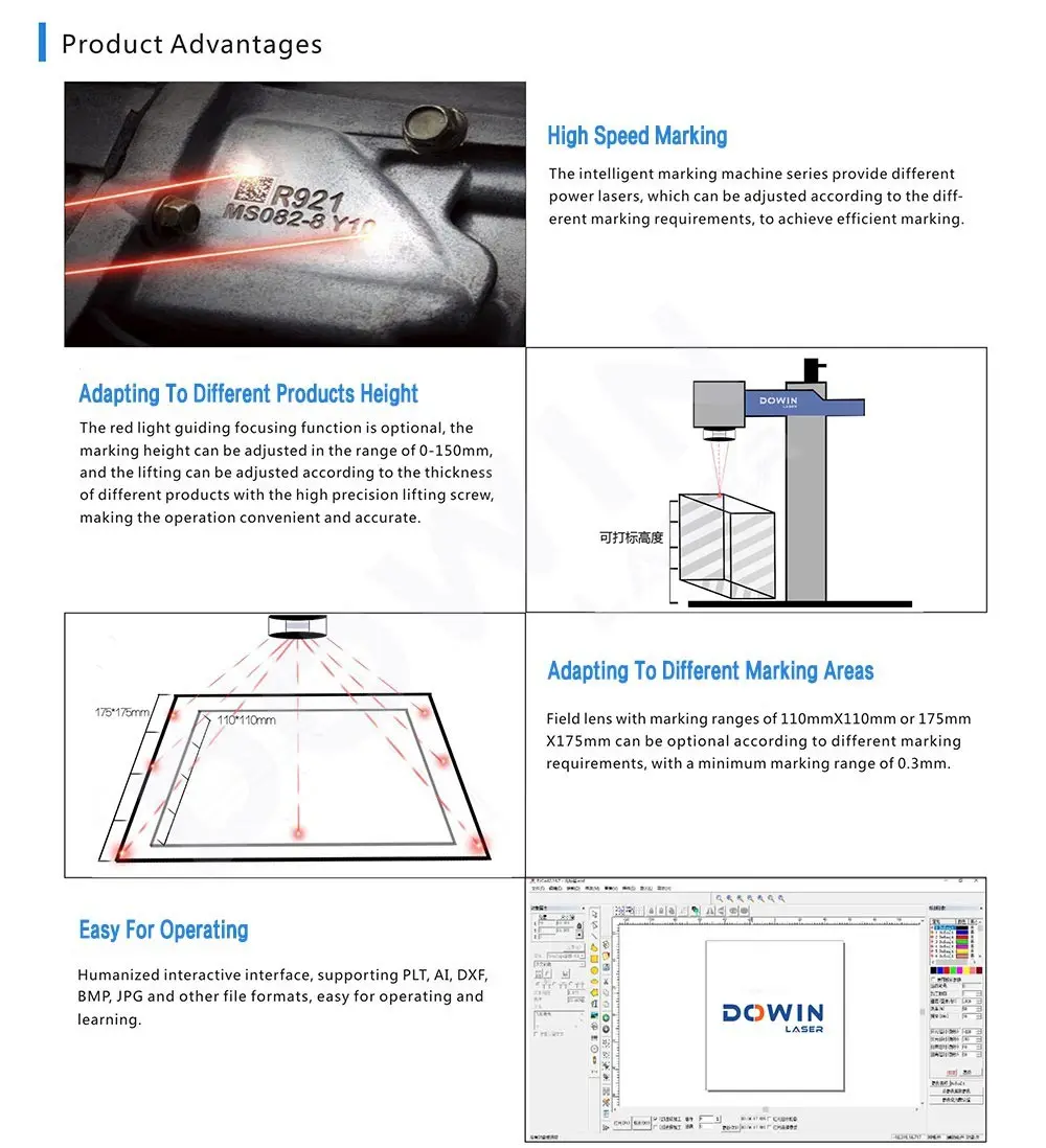 Portable mini laser marker 20W 30W 50W fiber laser marking machine qr code laser engraving machine advantage 1