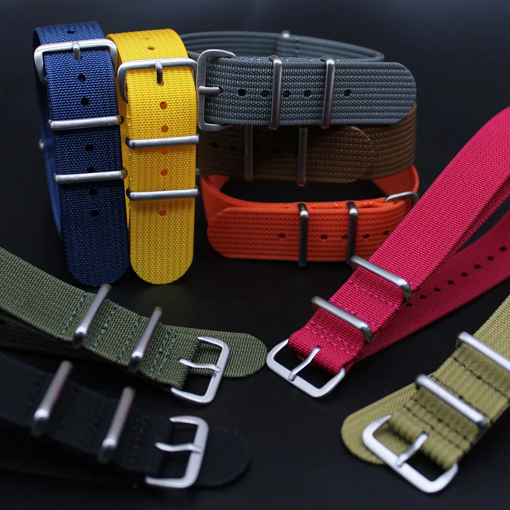 Premium Ribbed Nylon Watch Band Bracelet 20mm 22mm Custom Striped Color Heavy duty Ballistic One Piece Watch Strap