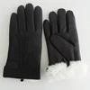 Men's winter warm very soft deerskin gloves rabbit fur lining