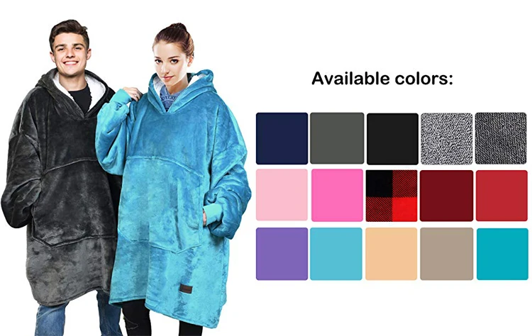 Custom Wearable Comfy Winter Adult Oversized Sherpa Blanket Hoodie