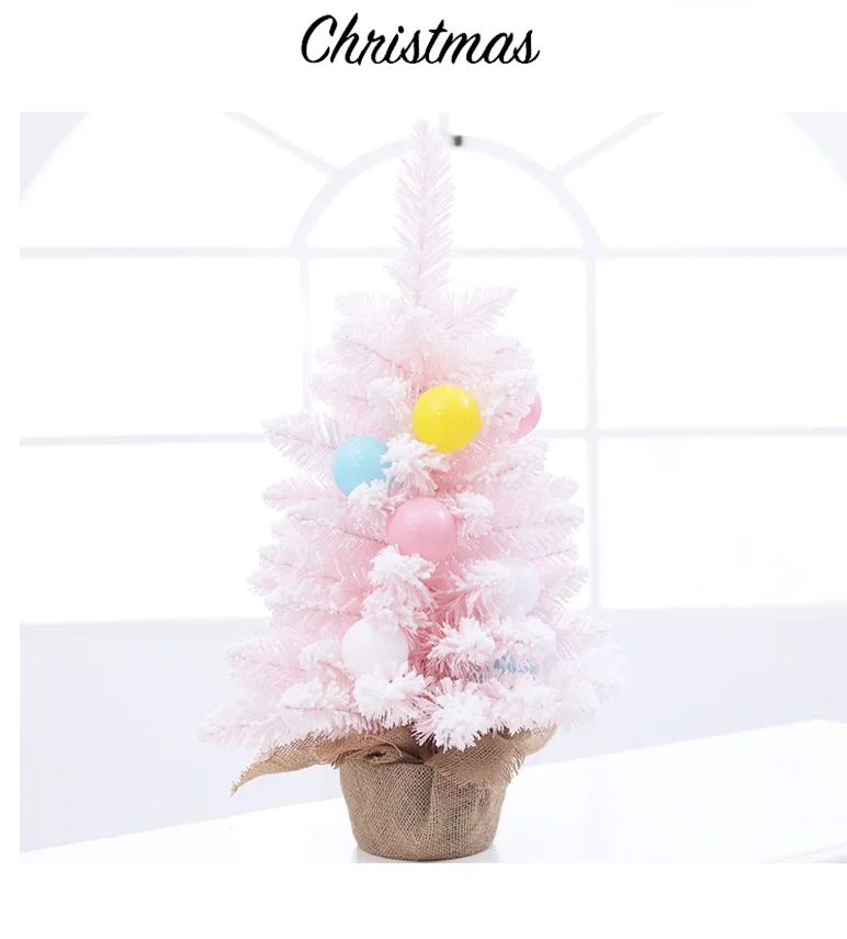Good Quality 2ft Artificial Customized Mini Pink Flocked Pvc Xmas Tree
