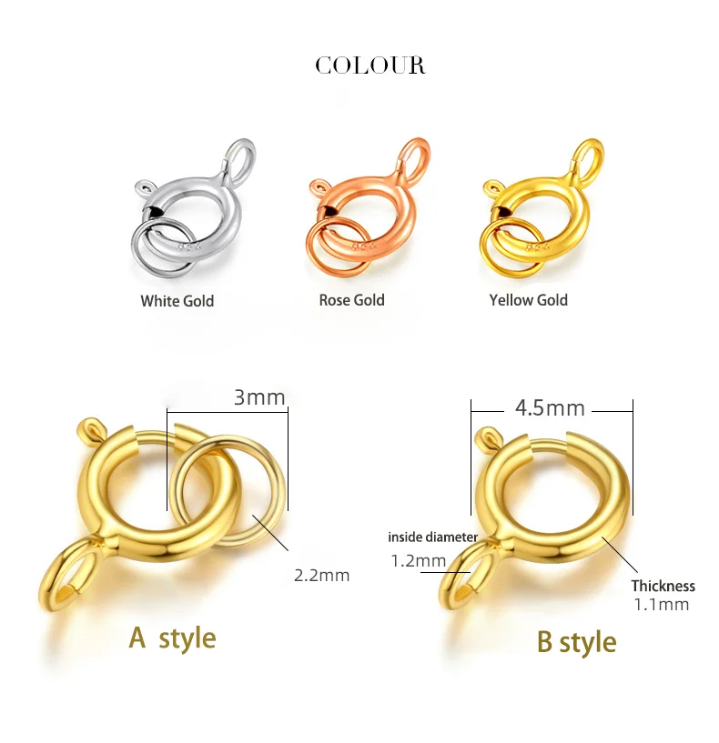 9k 10k 14k 18k Solid Gold Pearl Necklace Spring Clasps Au750 Accessories Clasps For Jewelry 1603