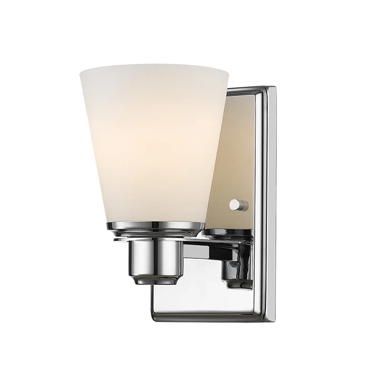 Modern Glass Wall Sconce, Chrome Single 1 Light Bedside Reading Lamp Night Wall Light for Bedroom, Corridor & Bathroom