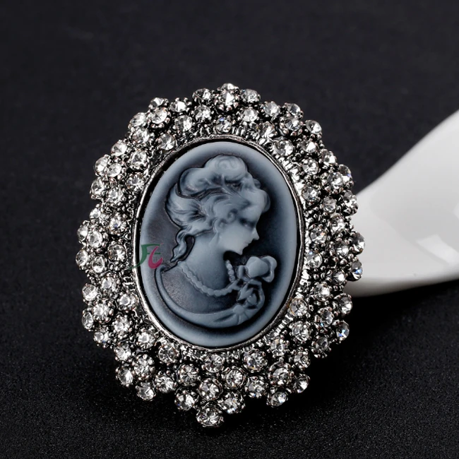MYSOMY Broche de camafeo victoriano vintage vintage con diamantes de imitación para mujer 