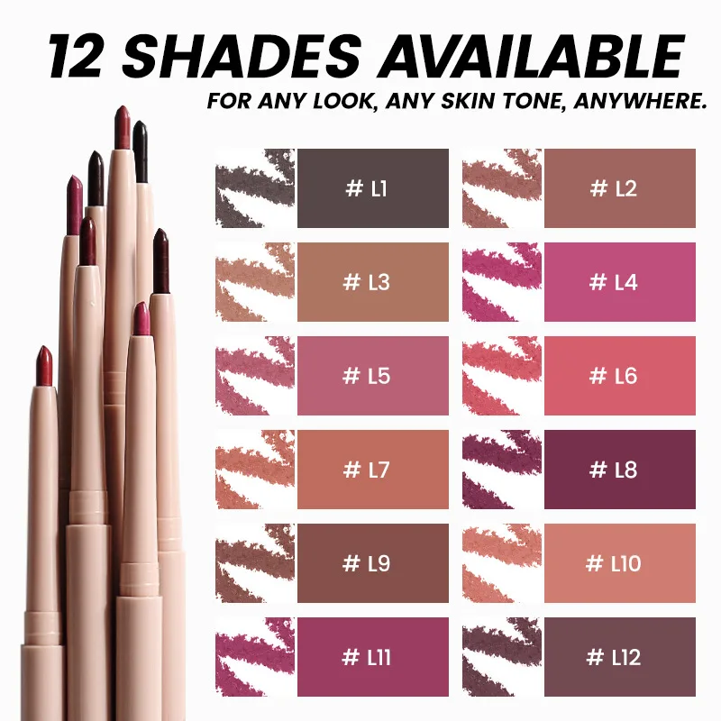 High Pigment Smooth Matte Dark Brown Lip Liner 24 Hour Long Lasting ...