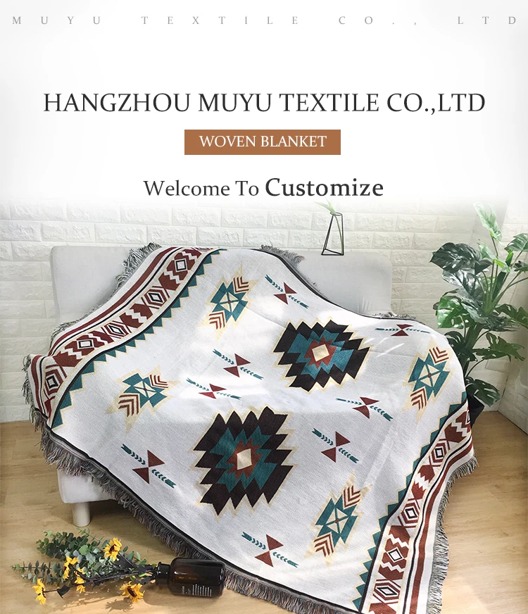 Wholesale Woven Cotton Blanket Jacquard Geometric Style Vintage Bohemian Blankets Buy Tapestry