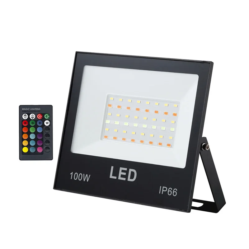 ISO9001 CE EMC certificate rgb led flood light red green blue 10w 20w 30w 50w 100w 150w 200w 2 years warranty