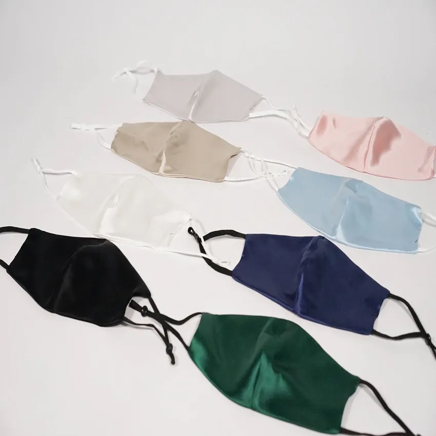 High Quality Summer Breathable Wholesale  8 Colors Women 100% Silk Masks