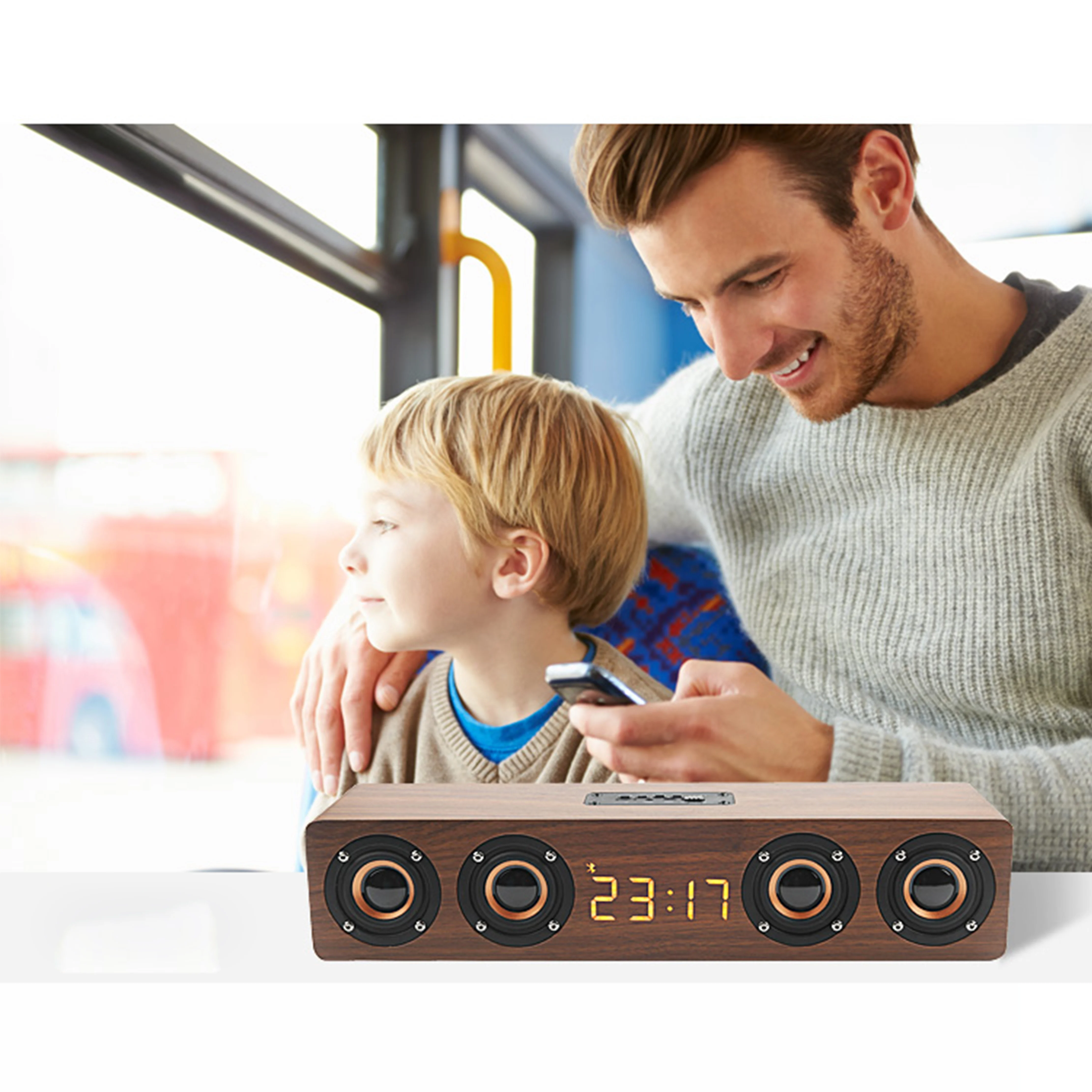 Wood Bluetooth Speaker Retro HIFI 3D Dual Loudspeakers Bluetooth Wireless Speaker With Hands-free Sound Box TF AUX IN - ANKUX.COM