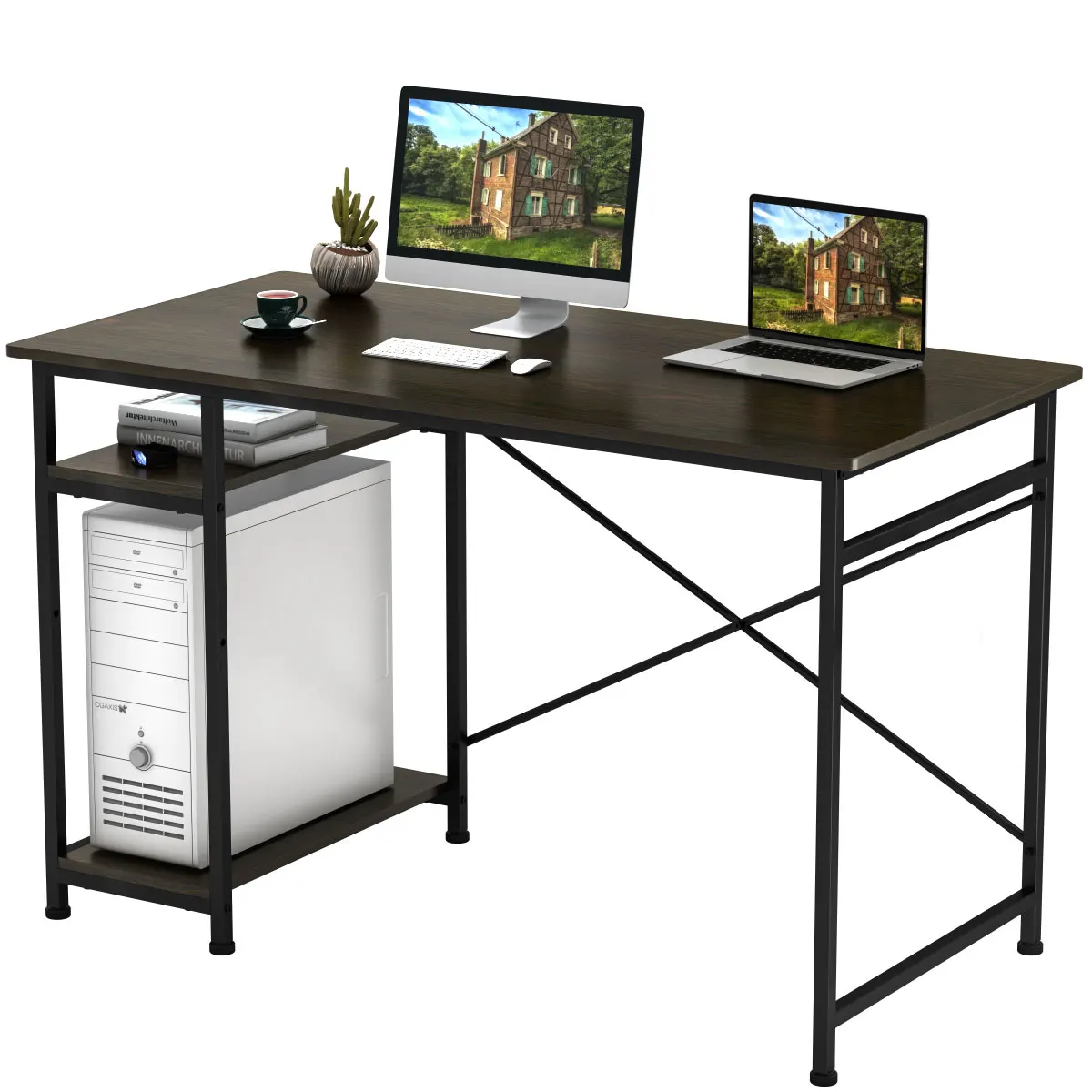 Home use big lots computer desk wooden with bookshelf home kids writing
