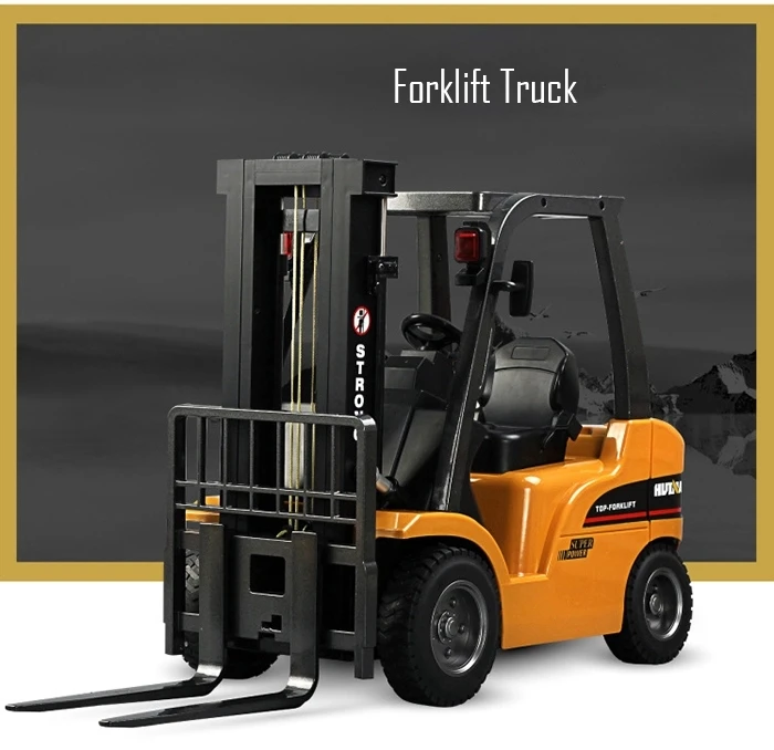 2020 High Quality HUINA 1577 RC Truck 1/10 8CH 2 in 1 Realistic Simulation Alloy Mini Forklift Car Vehicle Toys for Christmas