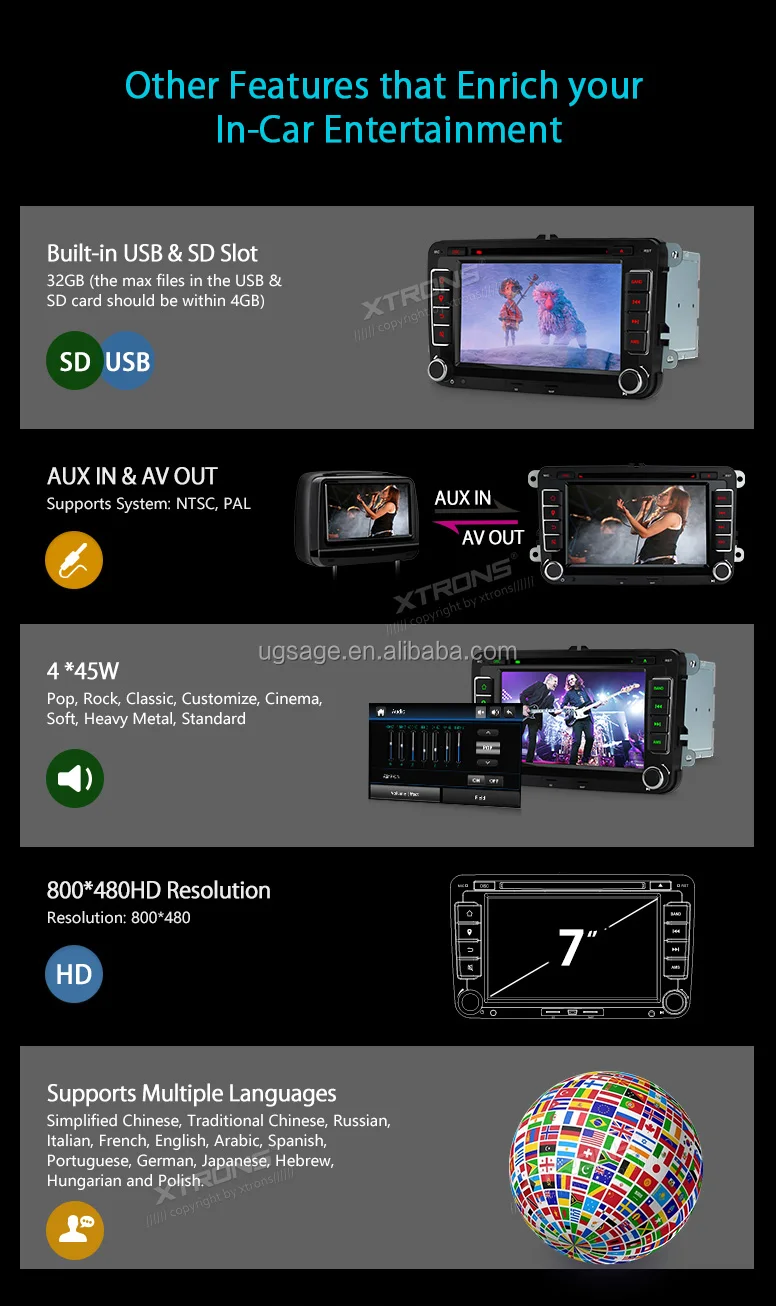 Xtrons 7 Inch Wince Ce Dvd Automotivo Car Radio For Volkswagen