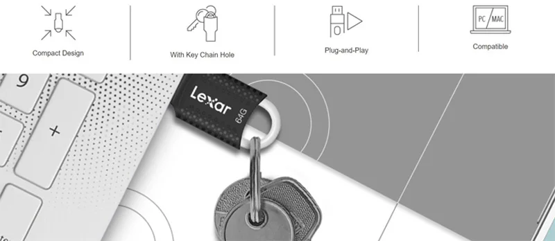 Hot sale Lexar USB Flash Drive 16GB 32GB 64GB V40 Pen Drive USB 2.0 flash memory stick for PC /Mac memoria Pendrives - ANKUX.COM