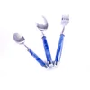 Stainless Steel Steak Knife Fork Jade Handle Cutlery Dinner Service tableware