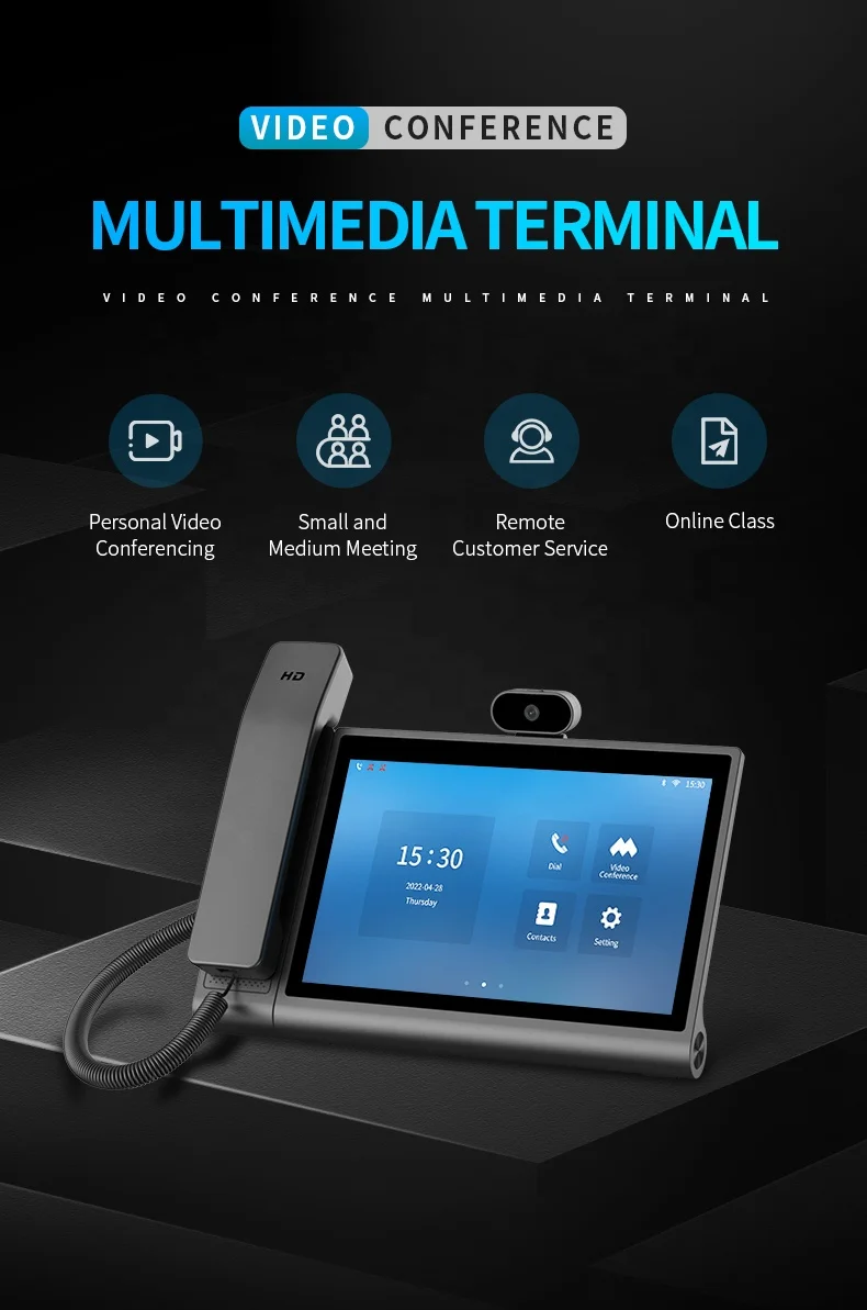 HD Video High Fidelity Call 10.1 Inch Android 12 Video Meeting WiFi POE ...