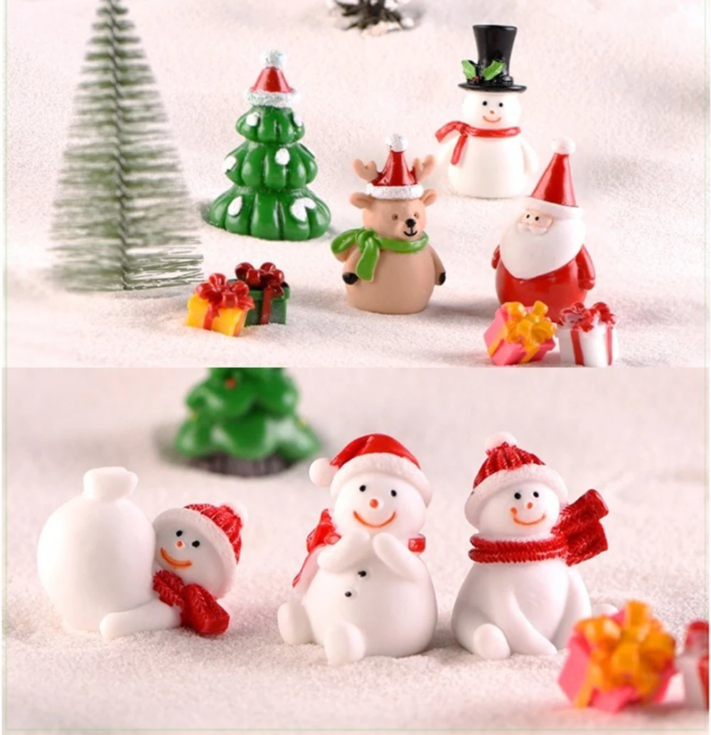 Garden Snowman Figurine Christmas Decorations Mini Santa Claus Xmas Ornament 