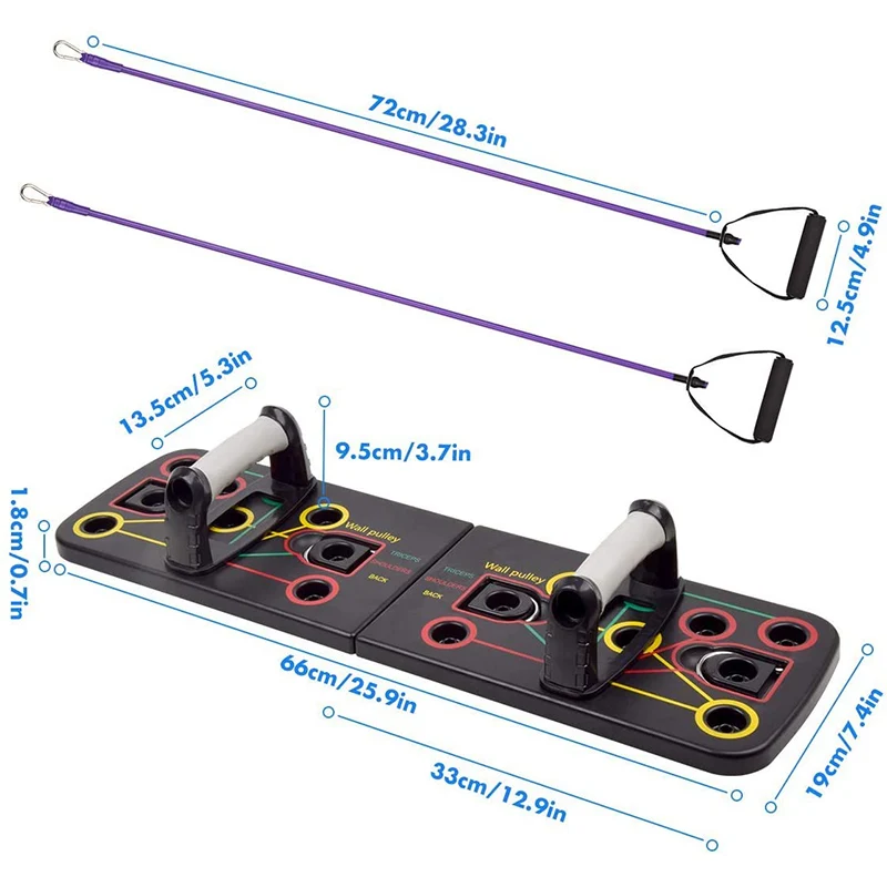 Multi-Function Portable Bracket training Push Up Board with Resistance Band