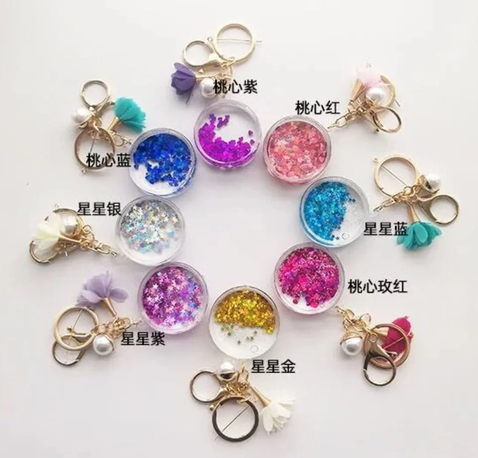 Custom Acrylic Liquid Fill Glitter Keychain Round Buy Liquid Keychain