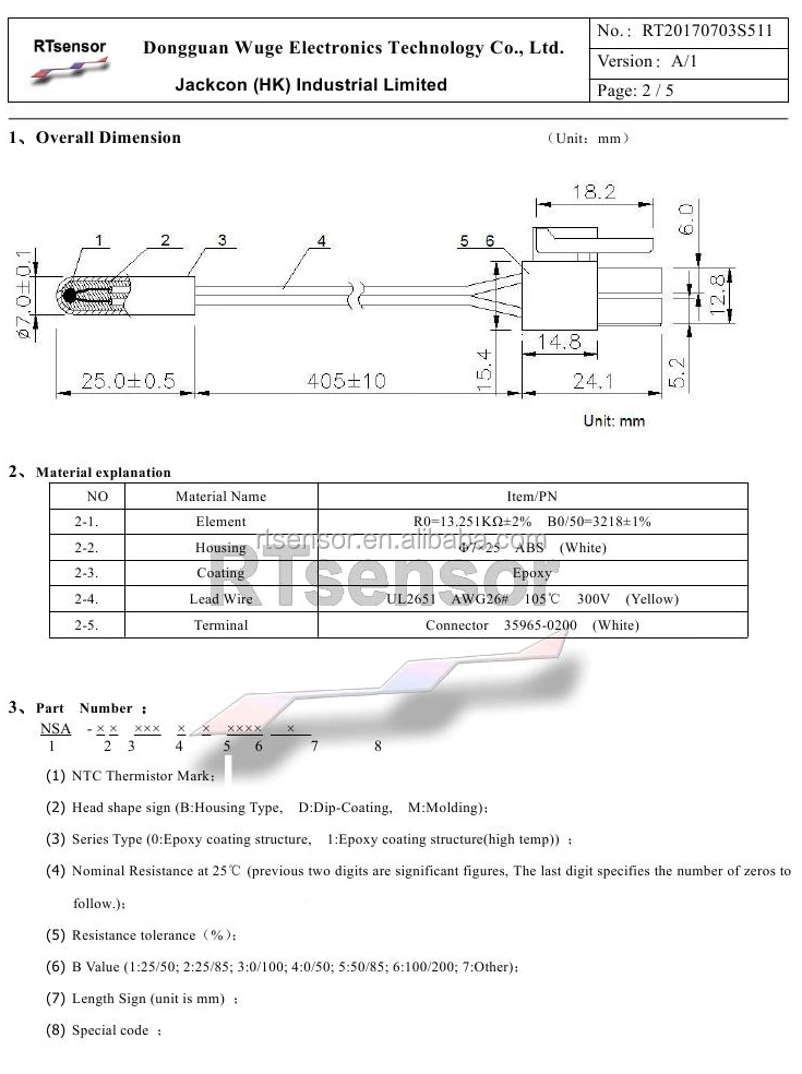 Da3200006w Refrigerator Defrost Temperature Probe Replacement For