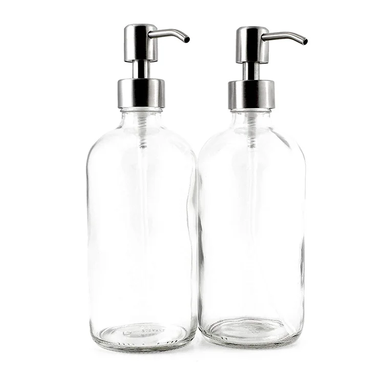 Download Stainless Steel Pumps 16oz 500ml Empty Clear Boston Round ...