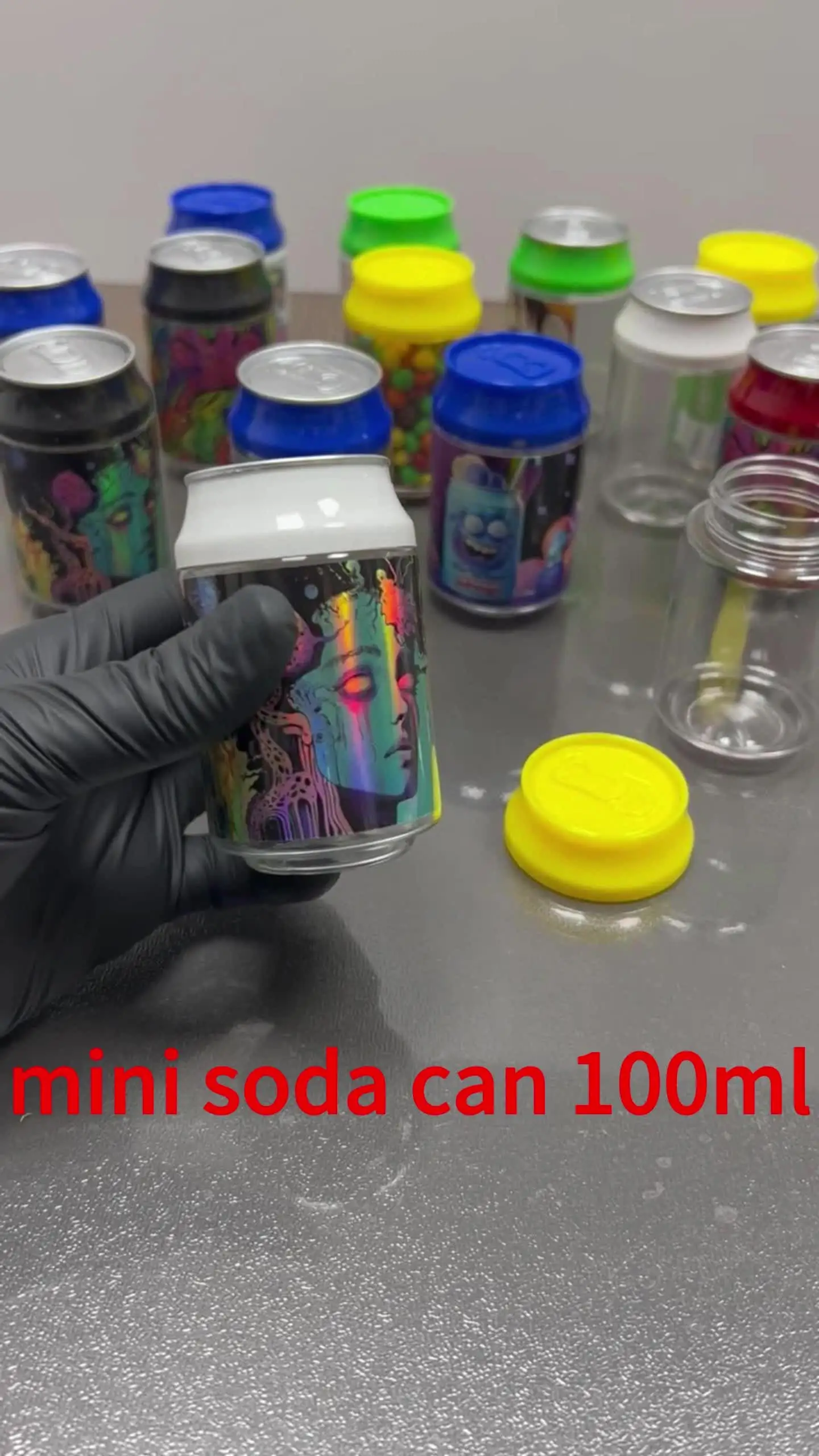 Custom Printed 3.5g 7g Soda Cans Tobacco Packaging Plastic Jar with  Colorful Lid